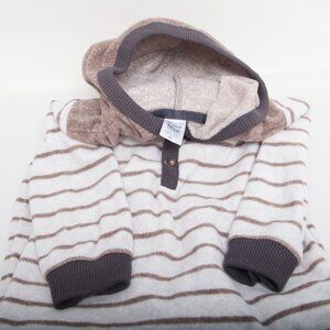 Carter’s Baby Boy 18M Hooded Velour Romper Pajamas – Striped, Snap Crotch